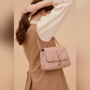 Topshop Pink Rose Faux Leather Quilted Chain Shoulder Bag Purse